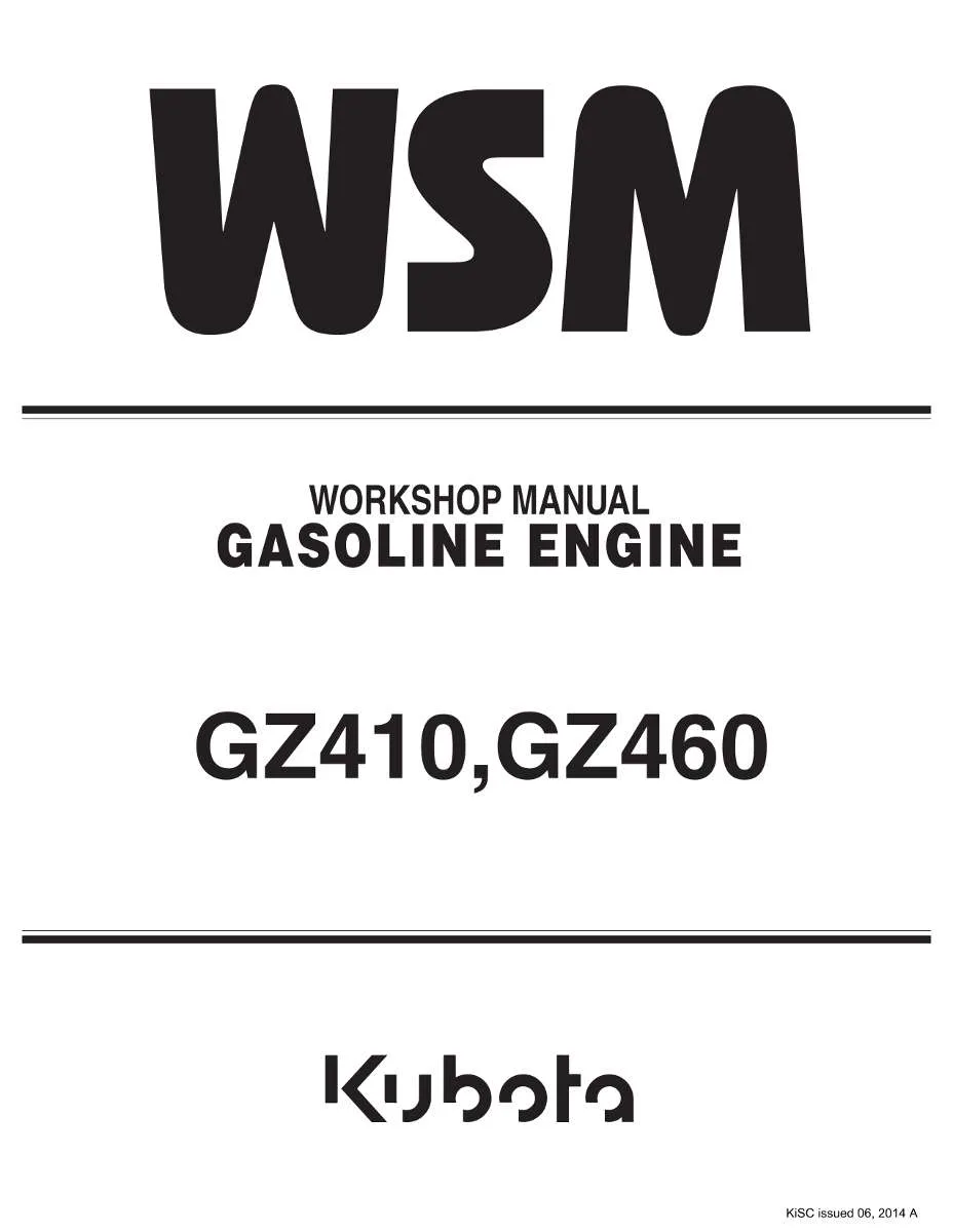 Kubota Gasoline Engine GZ410, GZ460 Workshop Manual | Instant PDF Download