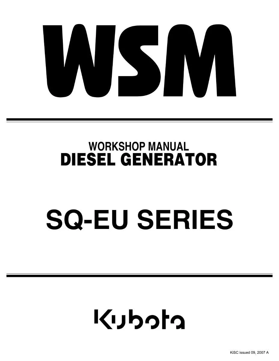 Kubota Diesel Generator SQ-EU Series Workshop Manual | Instant PDF Download