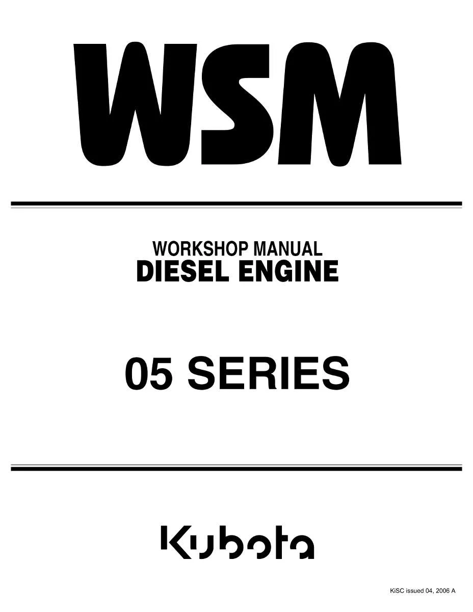 Kubota Diesel Engine 05 Series Workshop Manual | Instant PDF Download