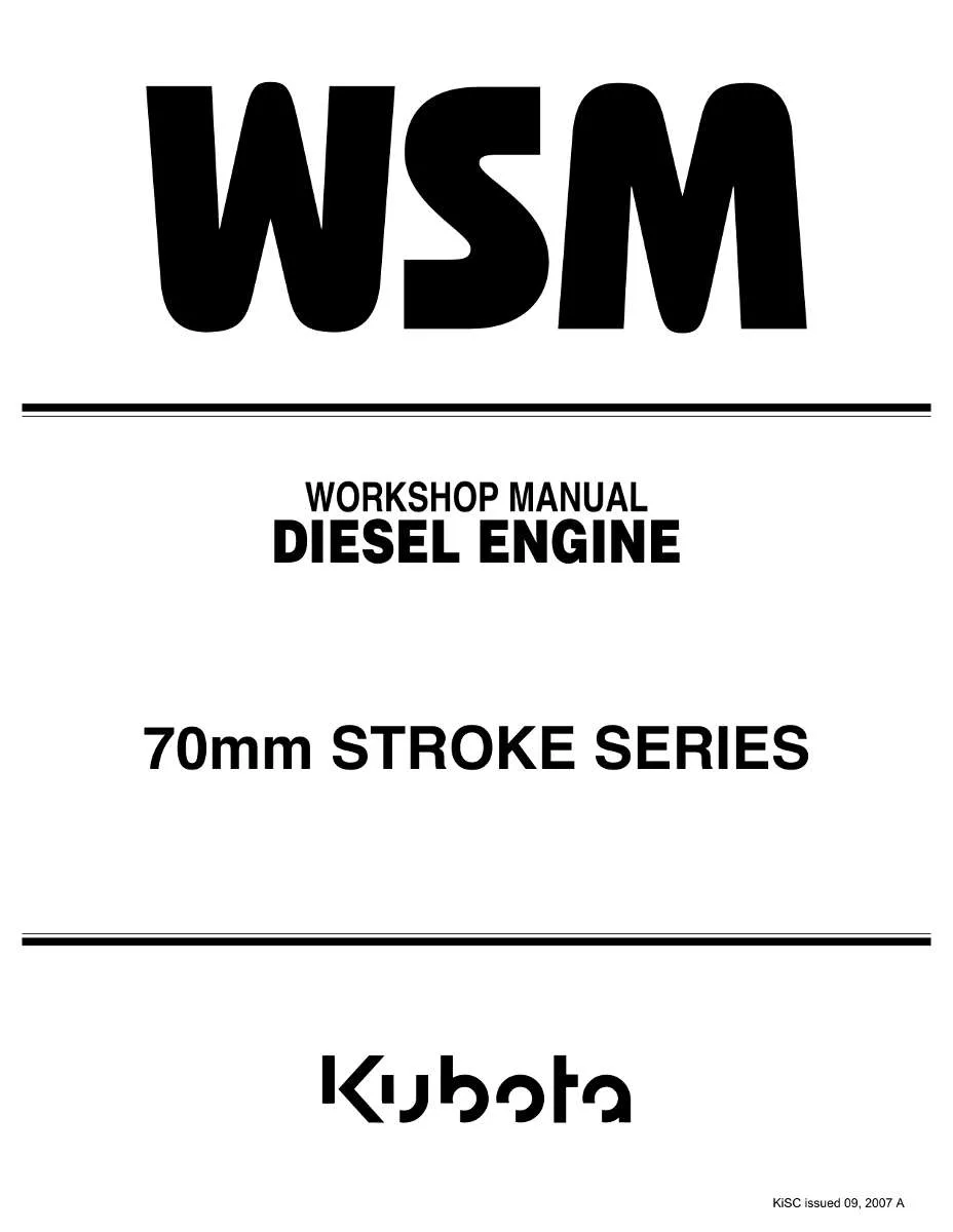 Kubota Diesel Engine 70mm Stroke Series Workshop Manual | Instant PDF Download
