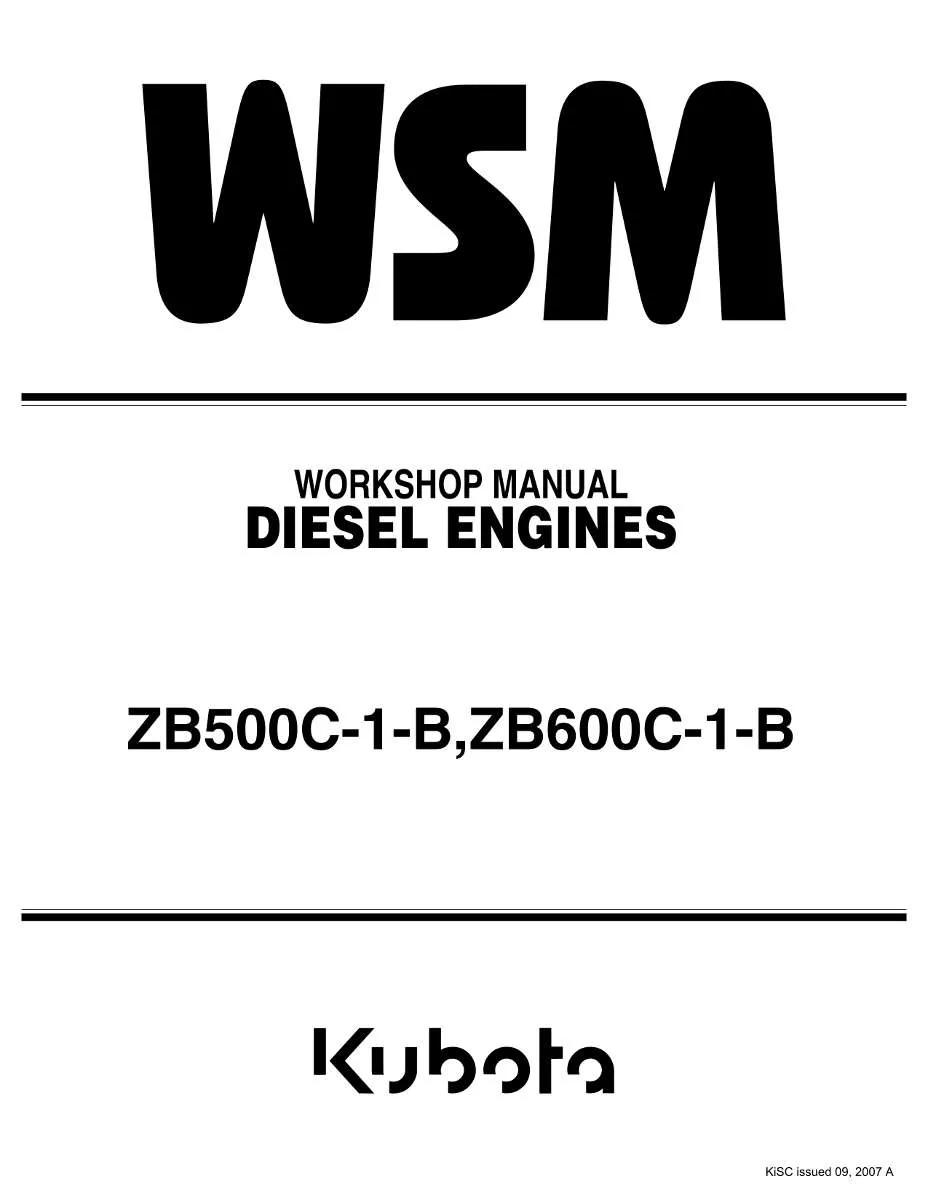 Kubota Diesel Engine ZB500C-1-B, ZB600C-1-B Workshop Manual | Instant PDF Download