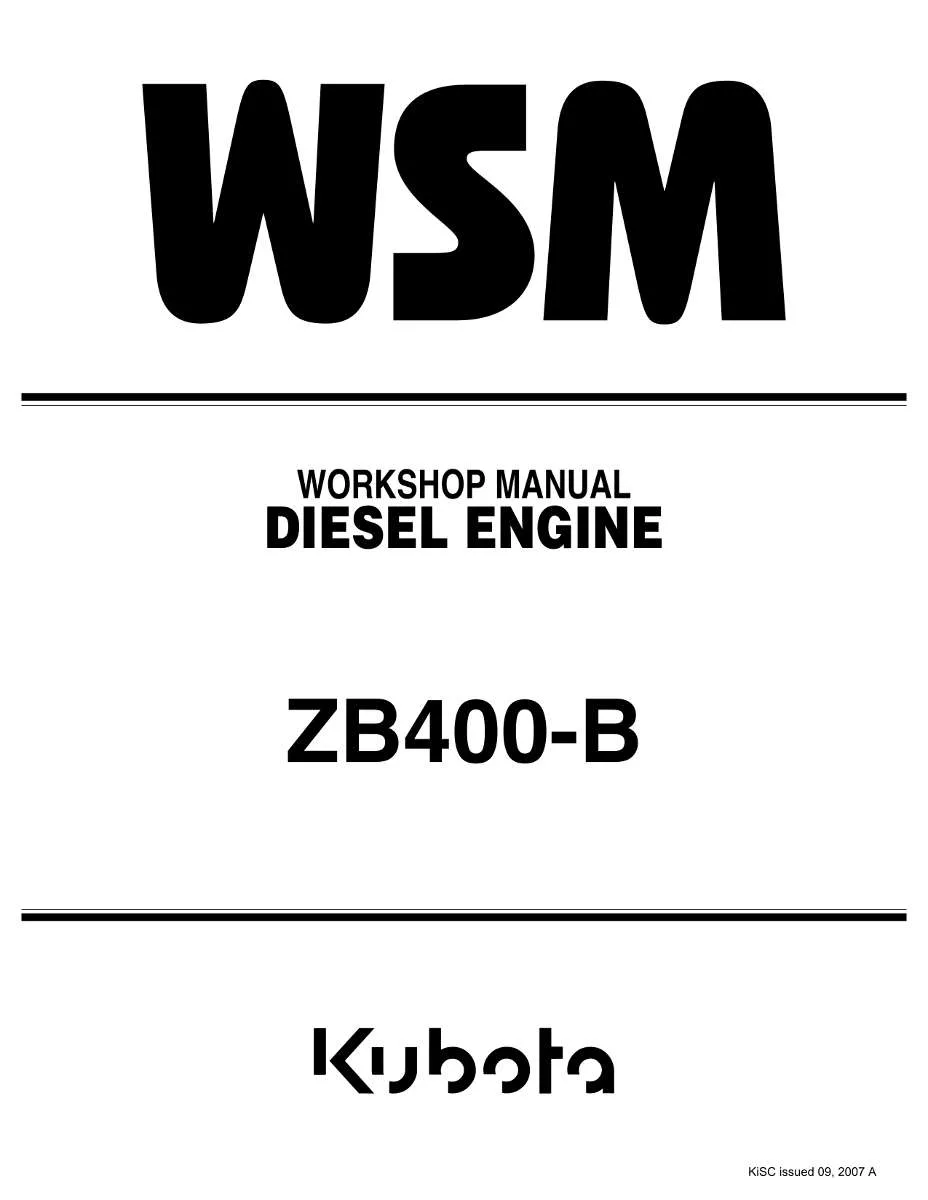 Kubota Diesel Engine ZB400-B Workshop Manual | Instant PDF Download