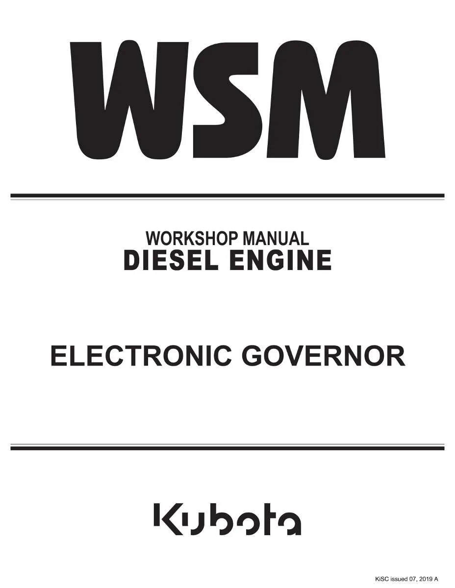 Kubota Diesel Engine Electronic Governor Workshop Manual | Instant PDF Download