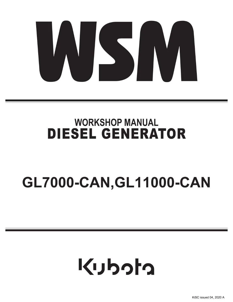 Kubota Diesel Engine Gl7000-Can, Gl11000-Can Workshop Manual | Instant PDF Download