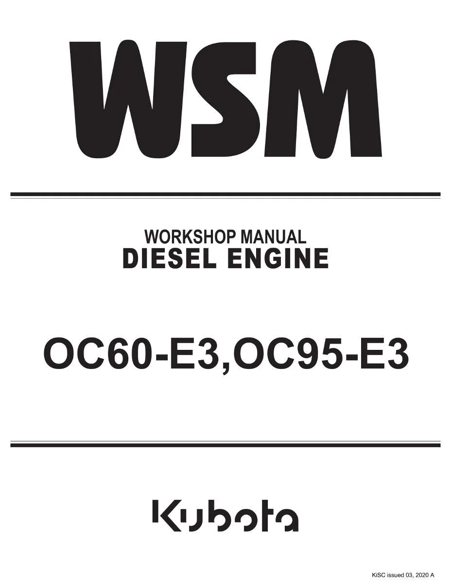 Kubota Diesel Engine Oc60-E3, Oc95-E3 Workshop Manual | Instant PDF Download