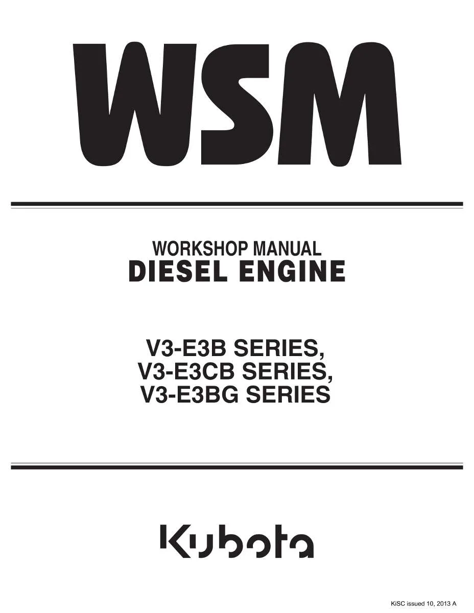 Kubota Diesel Engine V3-E3b, V3-E3cb, V3-E3bg Workshop Manual | Instant PDF Download
