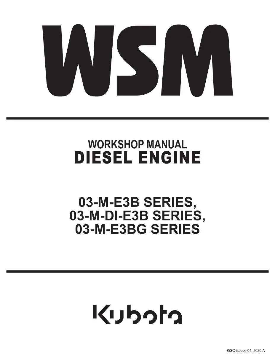Kubota Diesel Engine 03-M-E3b, 03-M-Di-E3b, 03-M-E3bg Workshop Manual | Instant PDF Download