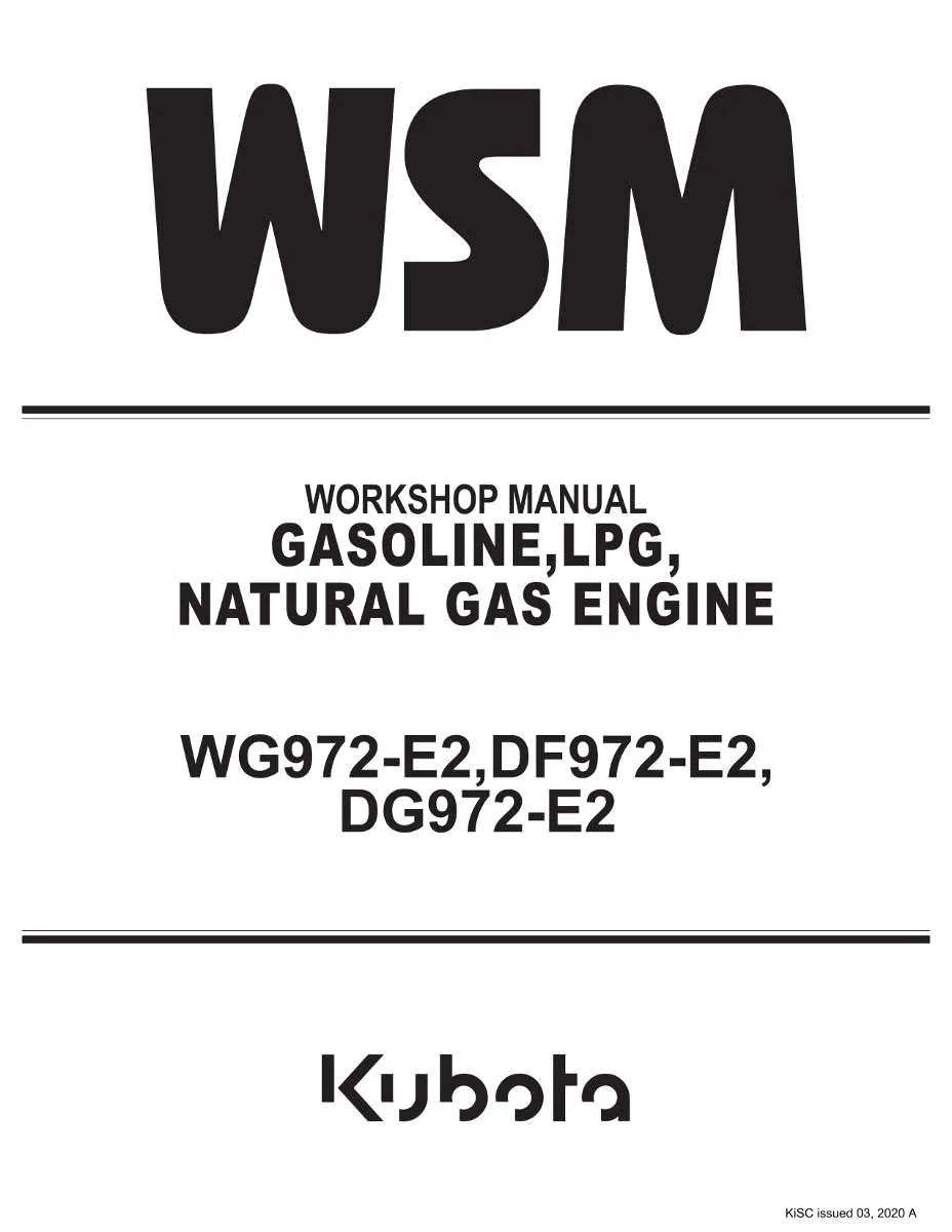 Kubota Diesel Engine Wg972-E2, Df972-E2, Dg972-E2 Workshop Manual | Instant PDF Download
