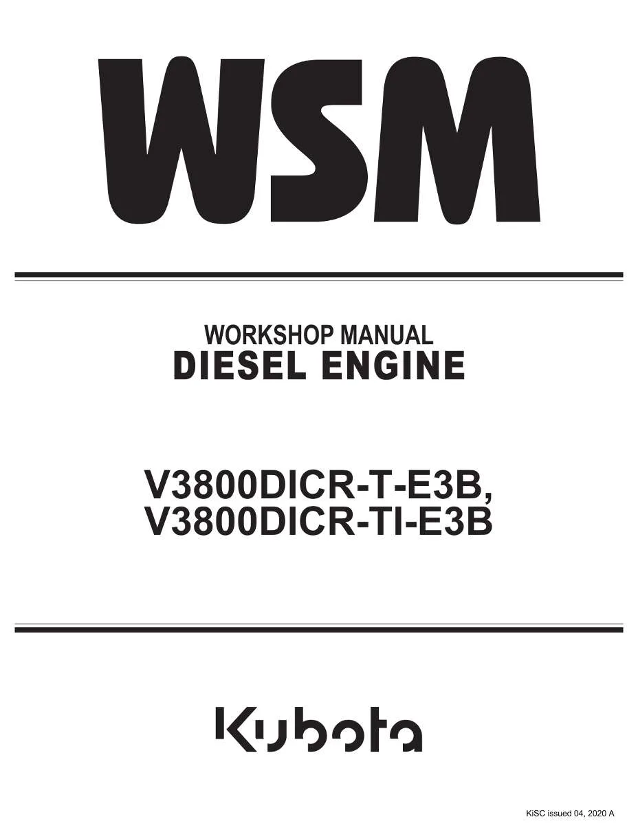 Kubota Diesel Engine V3800dicr-T-E3b, V3800dicr-Ti-E3b Workshop Manual | Instant PDF Download