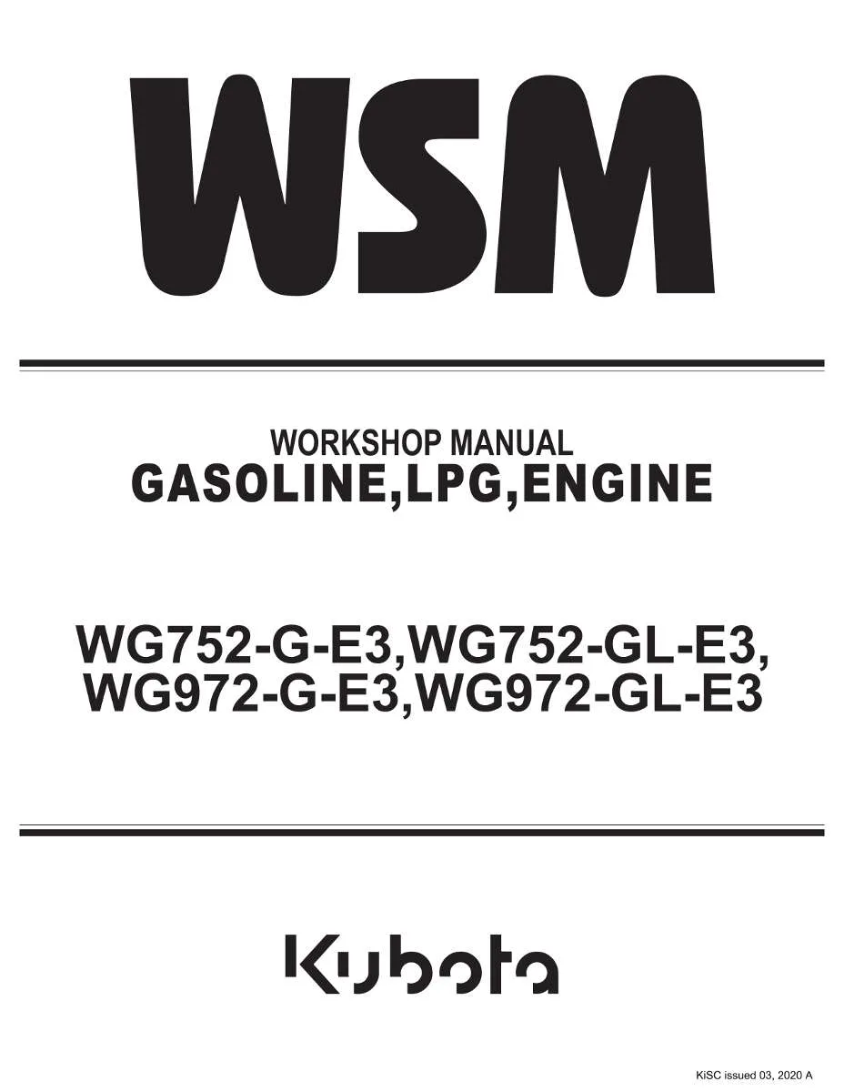 Kubota Diesel Engine Wg752-G-E3, Wg752-Gl-E3, Wg972-G-E3, Wg972-Gl-E3 Workshop Manual | Instant PDF Download