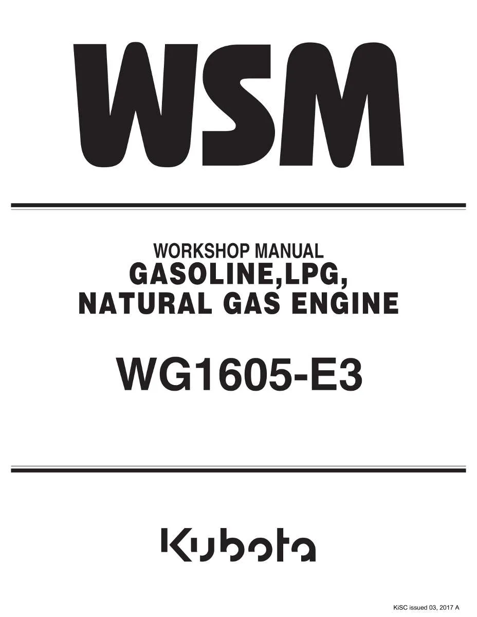 Kubota Engine Wg1605-E3 Workshop Manual | Instant PDF Download
