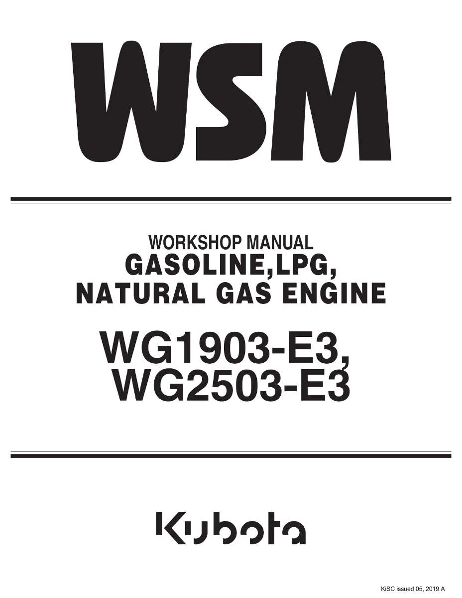 Kubota Engine Wg1903-E3, Wg2503-E3 Workshop Manual | Instant PDF Download