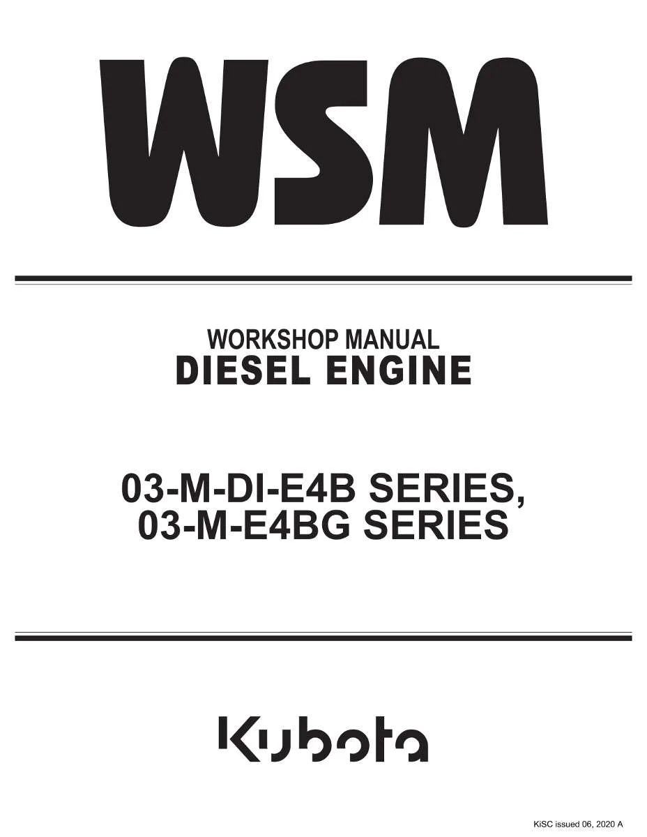 Kubota Diesel Engine 03-M-Di-E4b, 03-M-E4bg Workshop Manual | Instant PDF Download