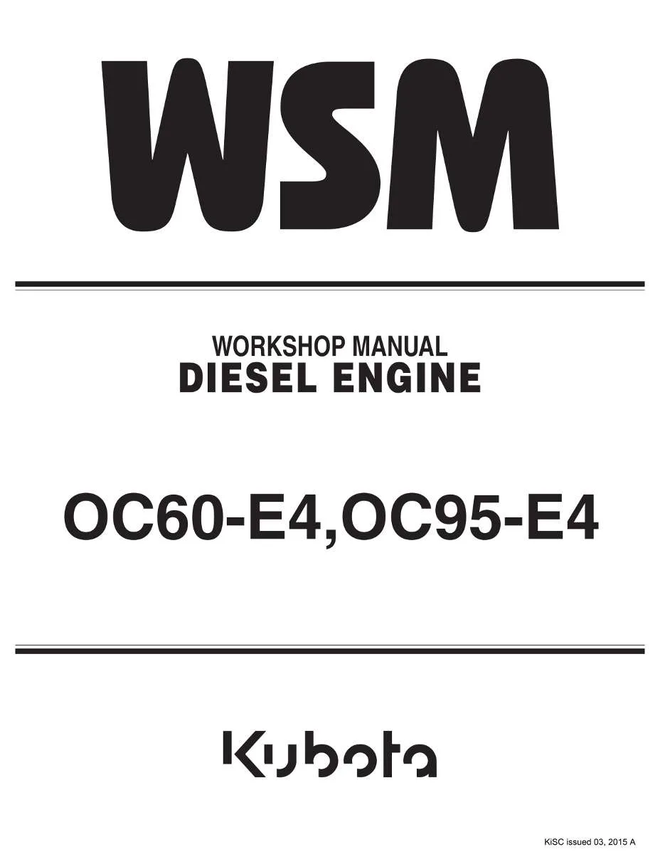 Kubota Diesel Engine Oc60-E4, Oc95-E4 Workshop Manual | Instant PDF Download
