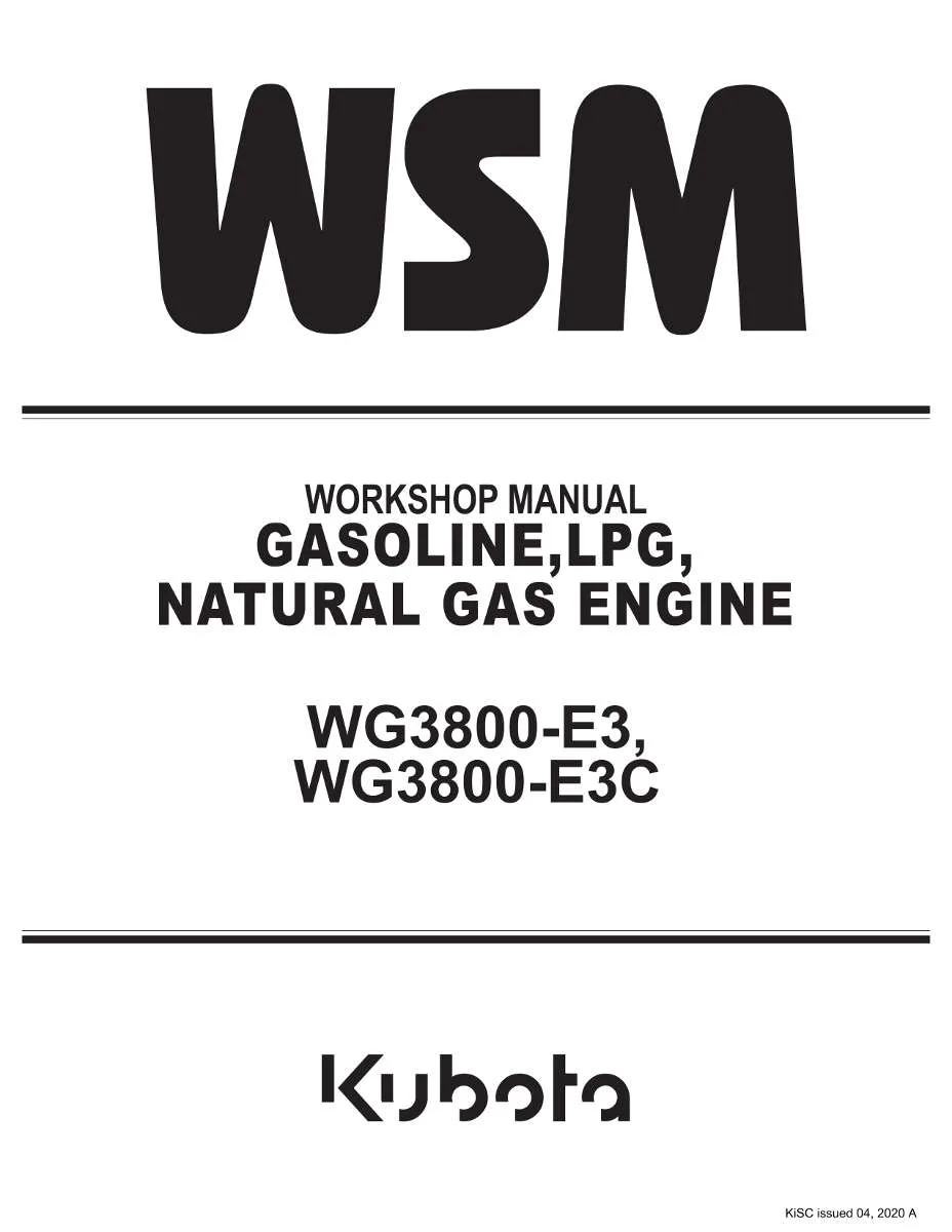 Kubota Engine Wg3800-E3, Wg3800-E3c Workshop Manual | Instant PDF Download