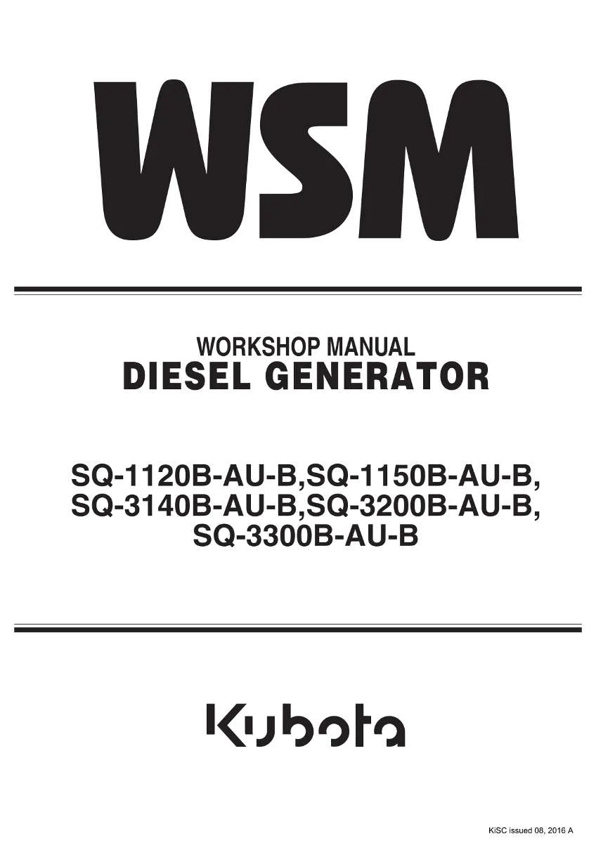 Kubota Engine Sq-1120B, Sq-1150B, Sq-3140B, Sq-3200B, Sq-3300B au-B series Workshop Manual | Instant PDF Download