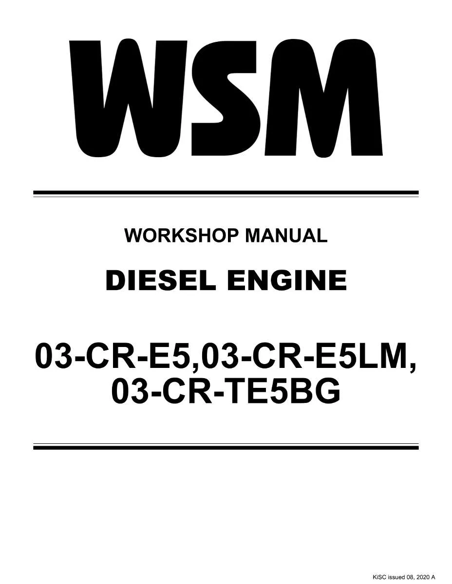 Kubota Engine 03-Cr-E5, 03-Cr-E5lm, 03-Cr-Te5bg Workshop Manual | Instant PDF Download