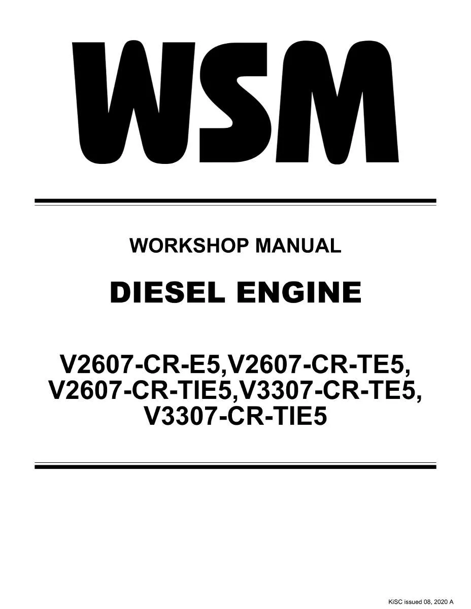 Kubota Engine V2607-Cr, V3307-Cr Workshop Manual | Instant PDF Download
