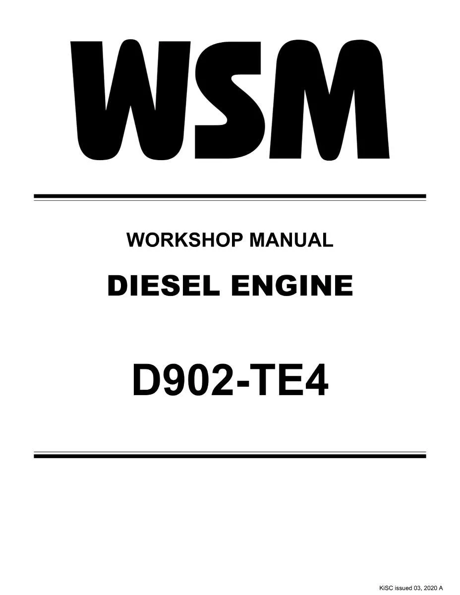 Kubota Engine D902-Te4 Workshop Manual | Instant PDF Download