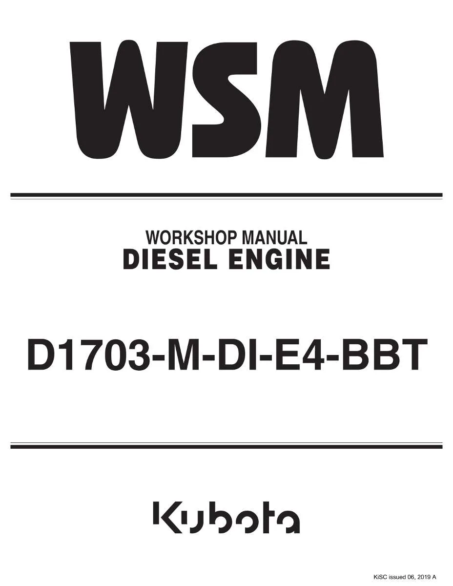 Kubota Engine D1703-M-Di-E4-Bbt Workshop Manual | Instant PDF Download