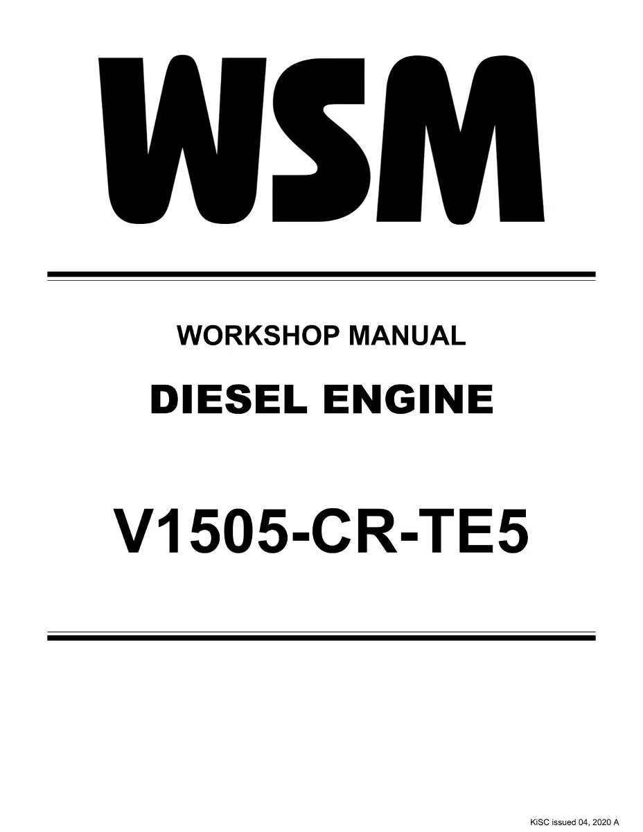 Kubota Engine V1505-Cr-Te5 Workshop Manual | Instant PDF Download