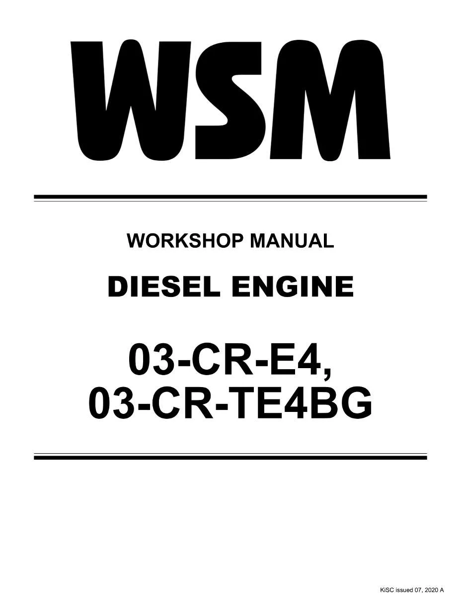 Kubota Engine 03-Cr-E4, 03-Cr-Te4bg Workshop Manual | Instant PDF Download