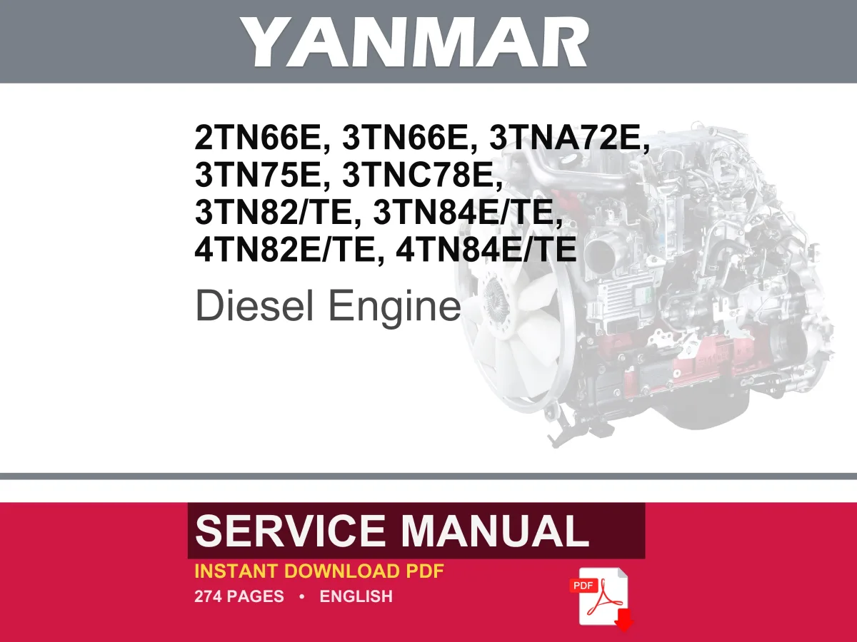 Yanmar 2tn66e, 3tn66e, 3tna72e, 3tn75e, 3tnc78e, 3tn82e, 3tn82te, 3tn84e, 3tn84te, 4tn82e, 4TN82TE, 4TN84E, 4TN8 Engine Service Manual cover