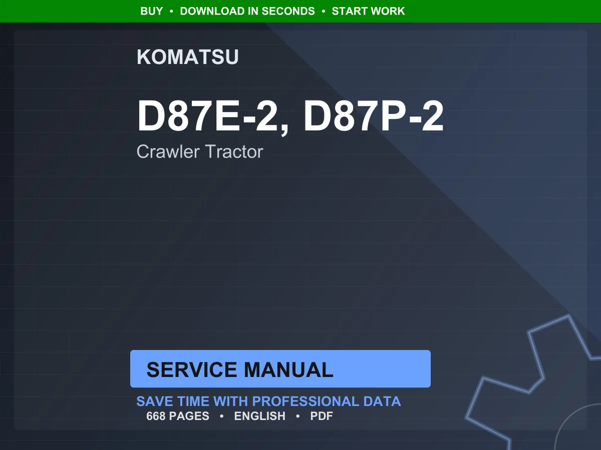Komatsu D87E D87P-2 Crawler Tractor Service Manual Repair Workshop PDF Download