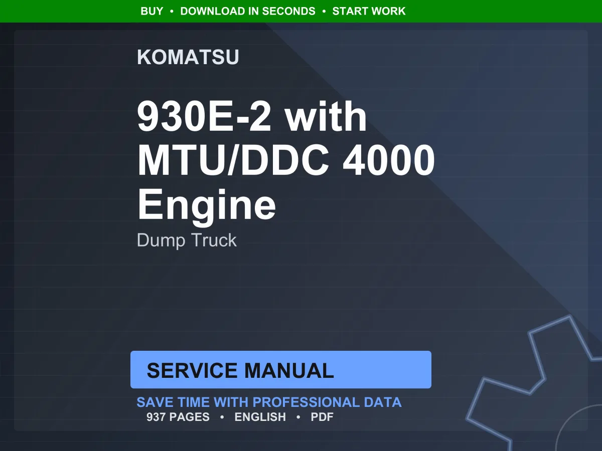 Komatsu 930E-2 Dump Truck MTU DDC 4000 Engine Service Manual Repair Workshop PDF Download
