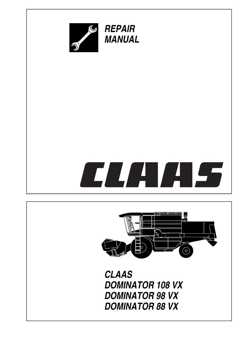 CLAAS Combine Dominator 108 VX, Dominator 98 VX, Dominator 88 VX | PDF Instant Download