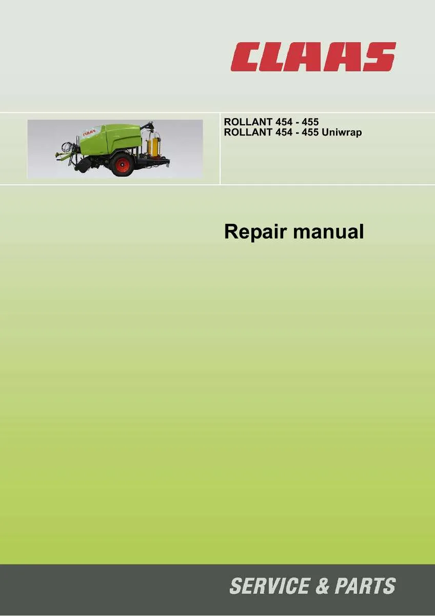 CLAAS Baler Rollant 454 - 455, Rollant 454 - 455 Uniwrap | PDF Instant Download