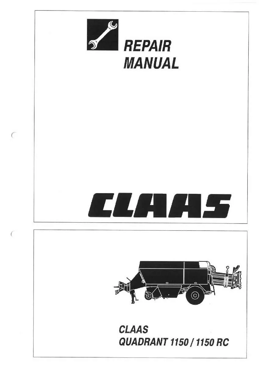 CLAAS Baler Quadrant 1150 / 1150 RC | PDF Instant Download