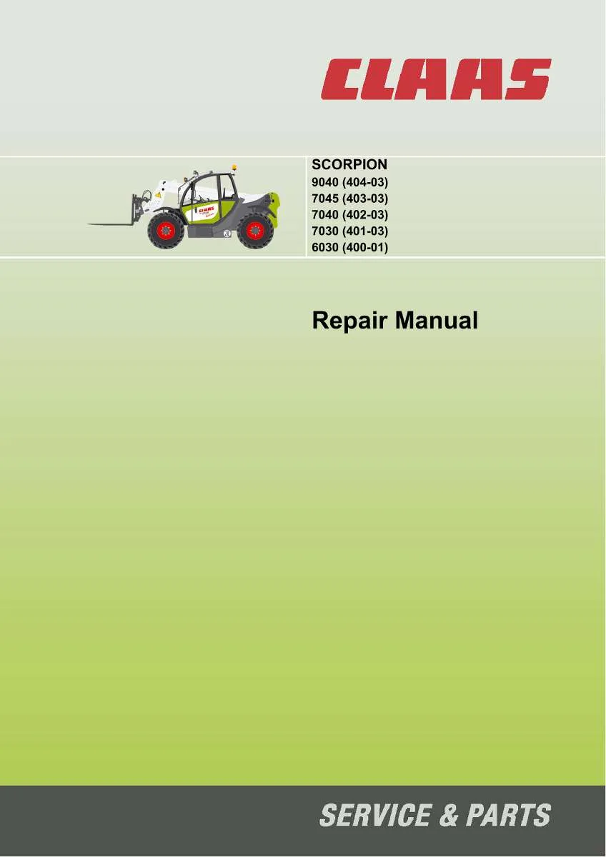CLAAS Telehandler Scorpion 9040, 7045, 7040, 7030, 6030 | PDF Instant Download
