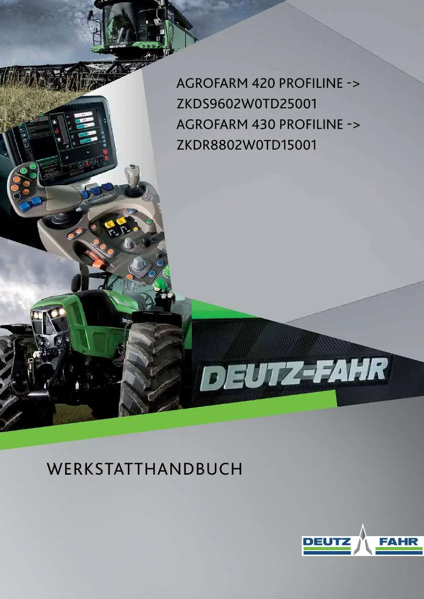 Deutz-Fahr Traktor Agrofarm PROFILINE 420, 430 Werkstatthandbuch | Instant PDF Download