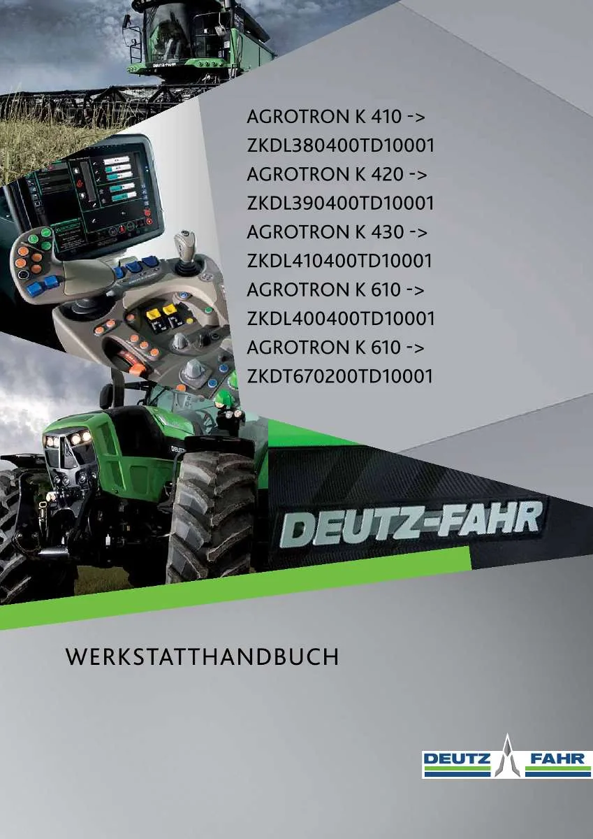 Deutz-Fahr Traktor Agrotron K 410, 420, 430, 610 Werkstatthandbuch | Instant PDF Download