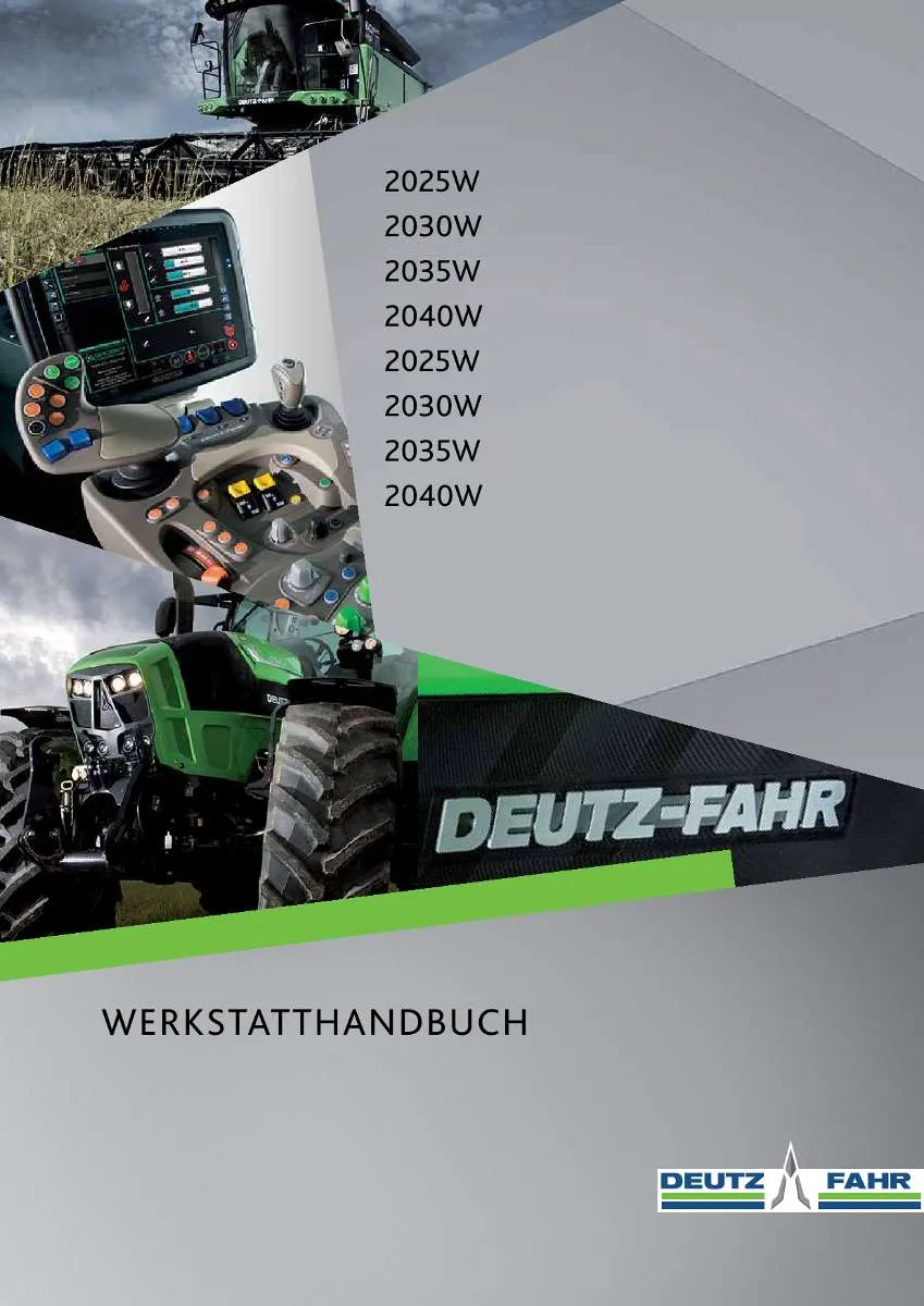 Deutz-Fahr Traktor 2025W, 2030W, 2035W, 2040W Werkstatthandbuch | Instant PDF Download