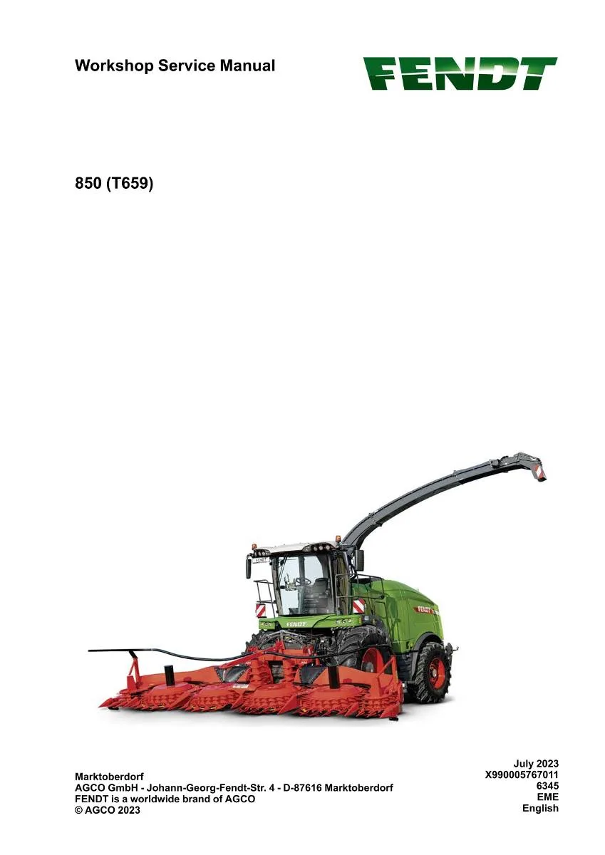 Fendt Harvester Katana 850 Gen3 Workshop Manual | pdf | Instant Download