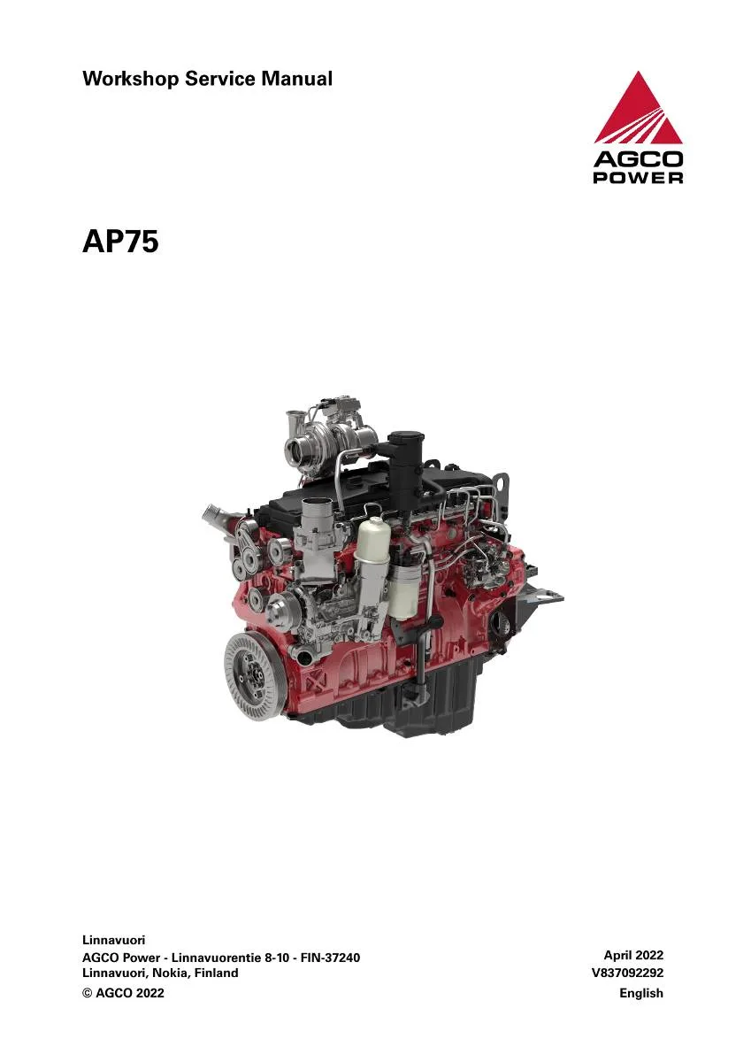 Agco Engine AP75 AP3000 Workshop Manual | pdf | Instant Download