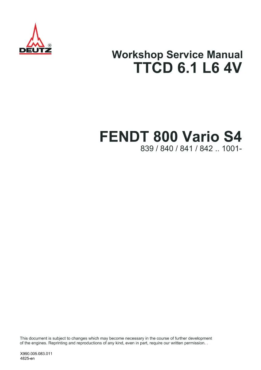 Deutz Engine TTCD 6.1 L6 Workshop Manual | pdf | Instant Download
