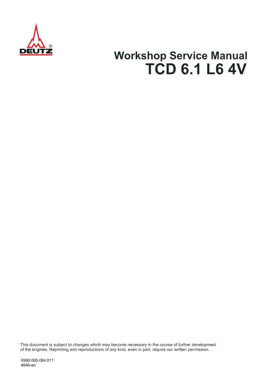 Deutz Engine TCD 6.1 L6 4V Workshop Manual | pdf | Instant Download