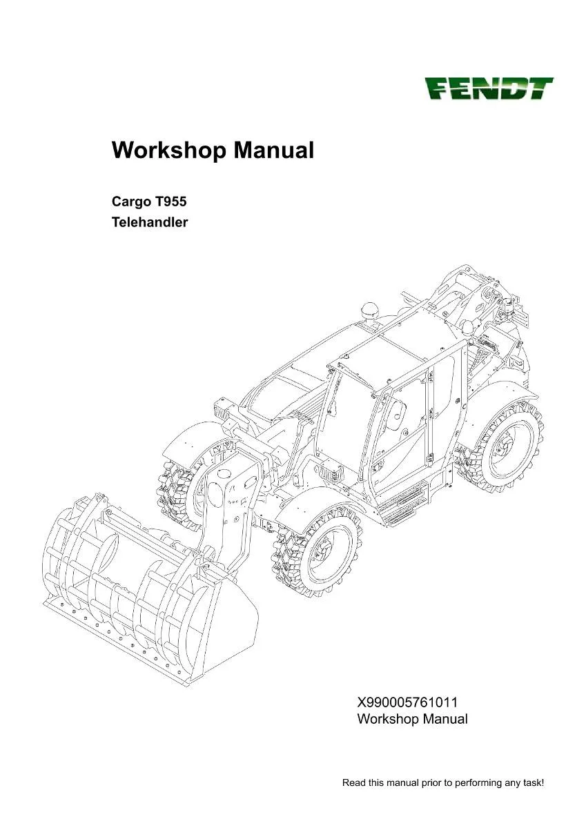 Fendt Telehandler Cargo T955 Workshop Manual | pdf | Instant Download