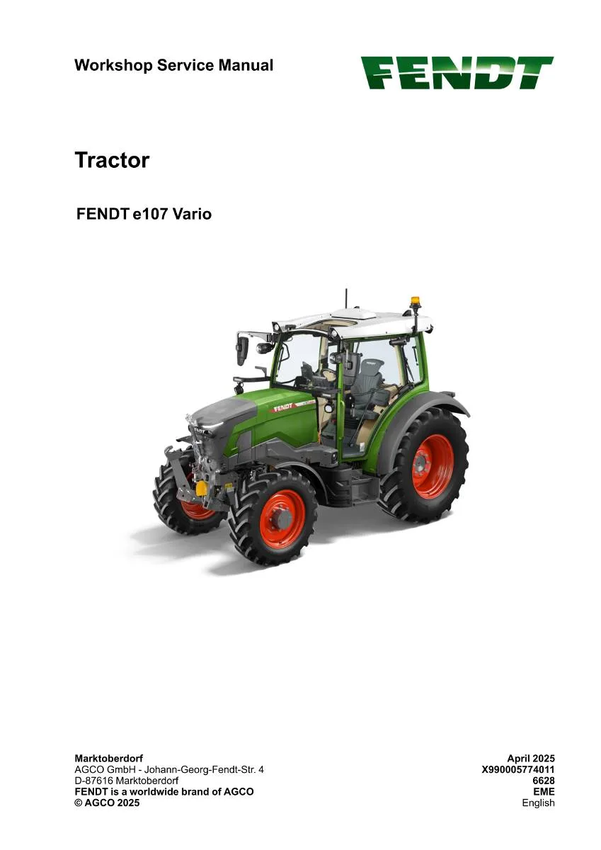 Fendt Tractor e100 Vario Workshop Manual | pdf | Instant Download