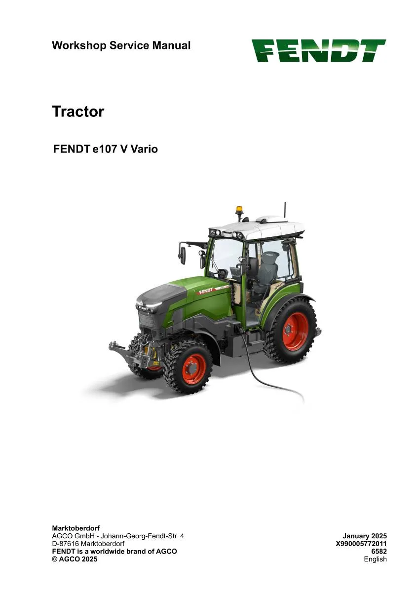 Fendt Tractor e100 V Vario Workshop Manual | pdf | Instant Download