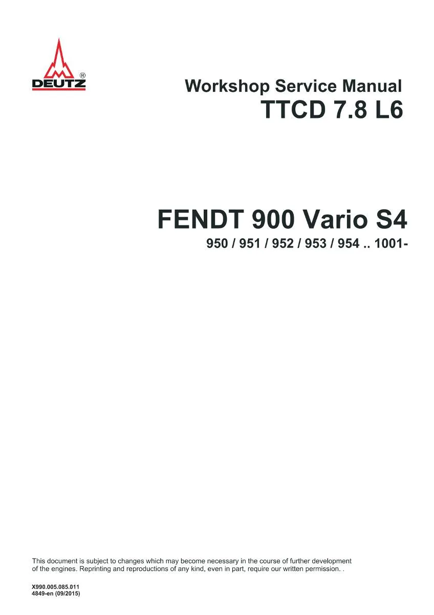 Deutz Engine TTCD 7.8 L6 Workshop Manual | pdf | Instant Download