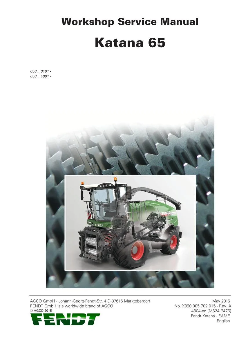 Fendt Harvester Fendt Katana 65 Workshop Manual | pdf | Instant Download