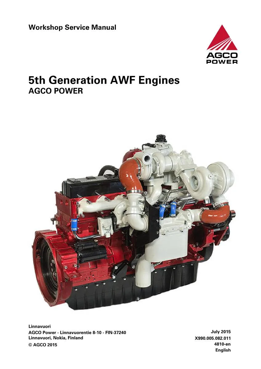 Agco Engine Power - 5th Generation AWF Workshop Manual | pdf | Instant Download