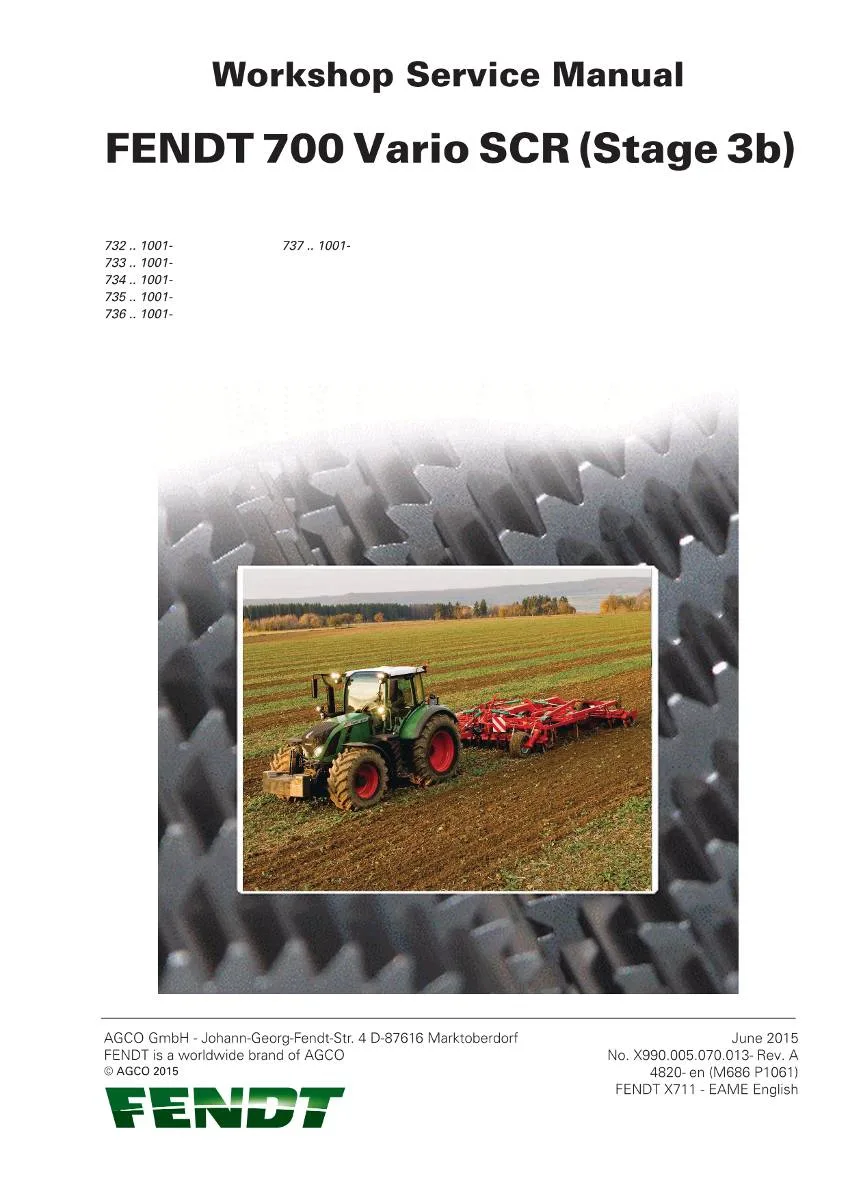 Fendt Tractor 700 Vario SCR (St3b) Workshop Manual | pdf | Instant Download