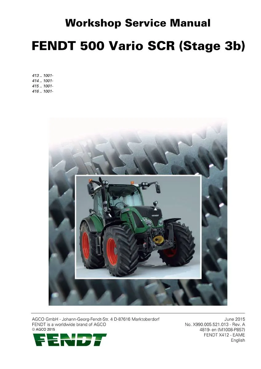 Fendt Tractor 500 Vario SCR (St3b) Workshop Manual | pdf | Instant Download