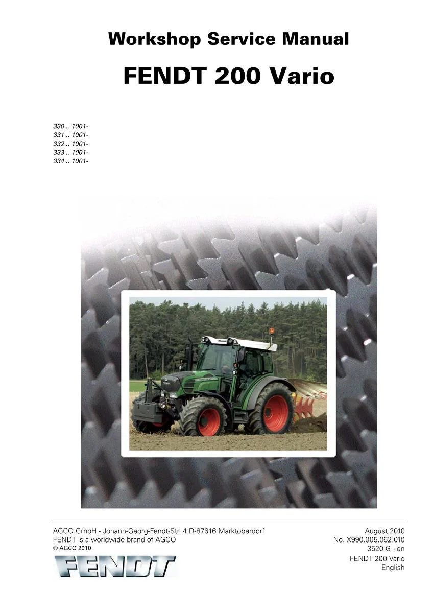 Fendt Tractor 200 Vario Workshop Manual | pdf | Instant Download