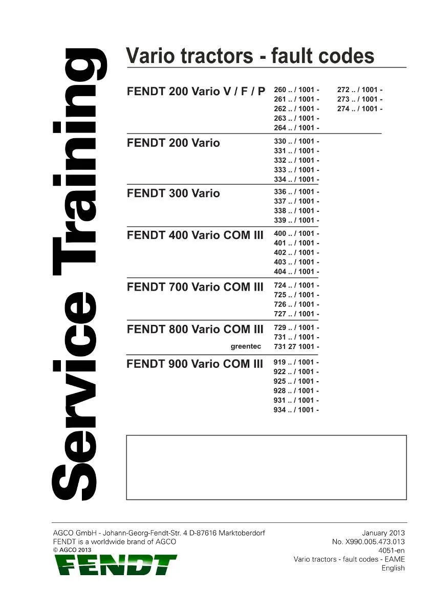 Fendt Fault codes Vario tractors COM III Service training | pdf | Instant Download